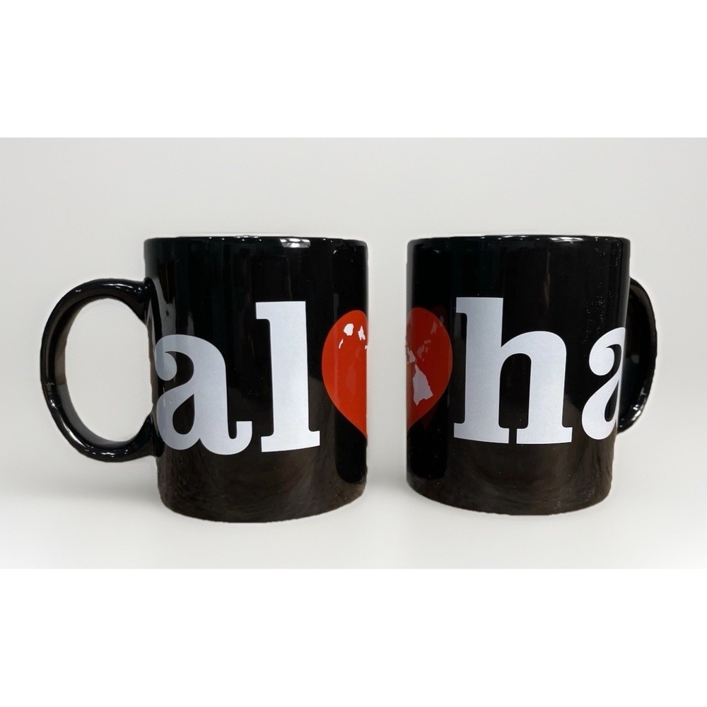 Heart of hawaii Set Of 2 aloha Black‎ Island Heritage coffee mug 2009